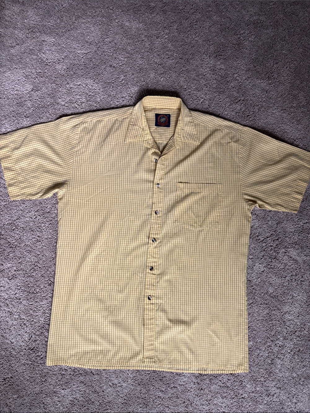 Vintage Men’s Yale  Yellow Plaid Short-Sleeve Button-Down Shirt
